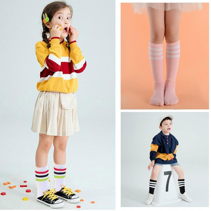 Skydume Snadulor 6-7 Years Old Kids Girls Boys Cotton Over Knee High Soccer Sports Team Socks,4 Pairs - Image 2